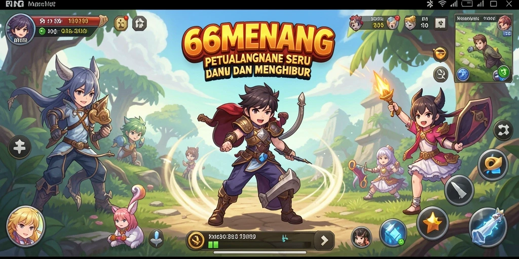 Screenshot gameplay 66MENANG menampilkan aksi karakter Anime yang dinamis.