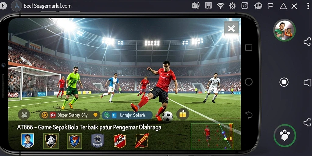 Tampilan grafis mendetail dari permainan sepak bola dalam AT866.