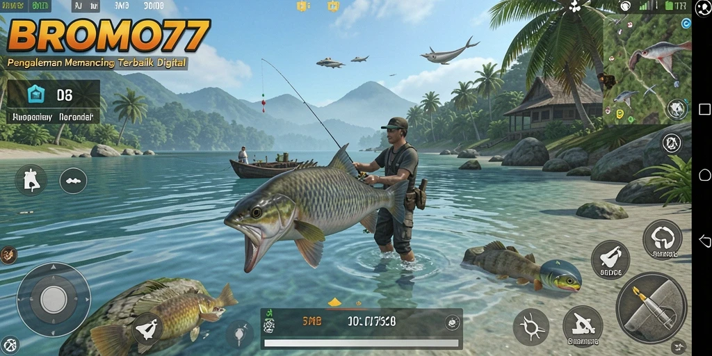Tampilan menarik dari gameplay BROMO77 saat memancing.