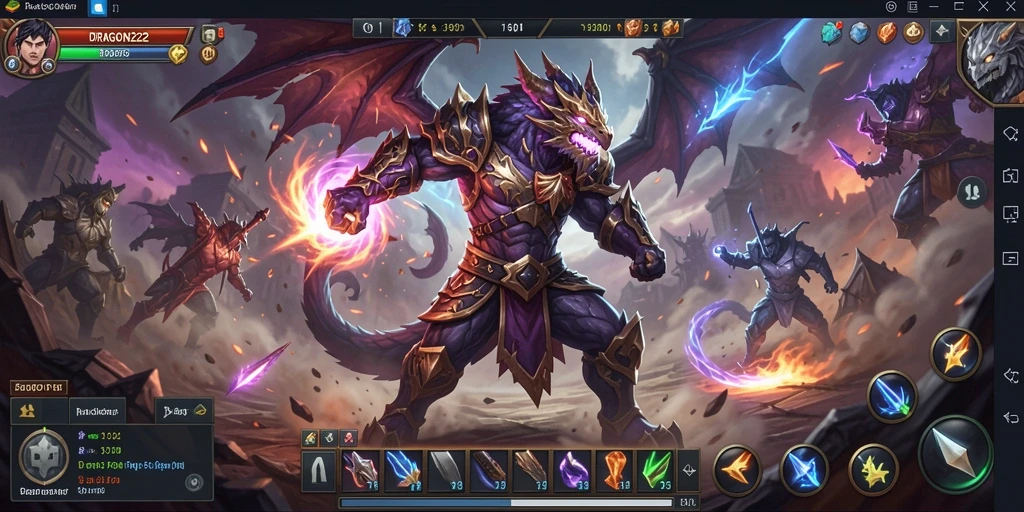 Tangkapan layar <strong>DRAGON222</strong> menampilkan pertarungan seru antara karakter di arena.