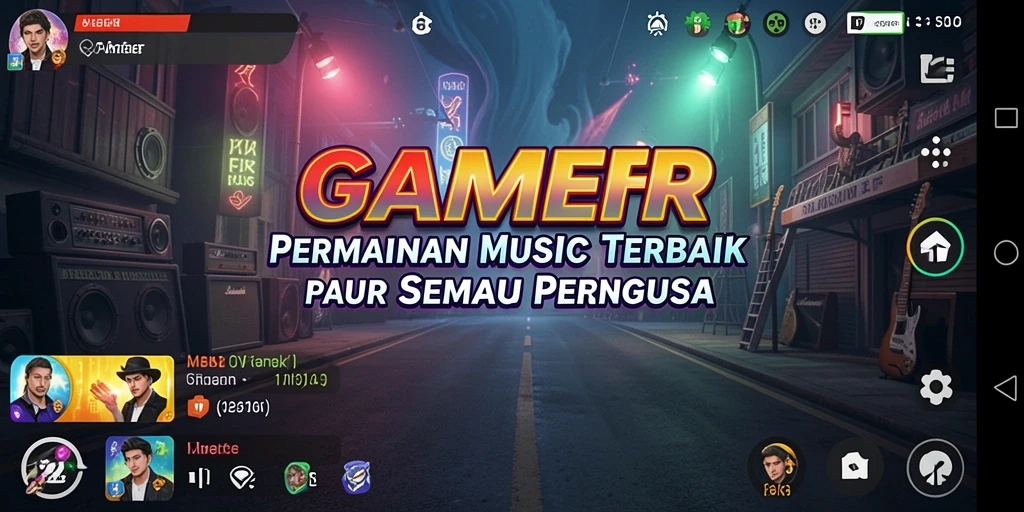 Tampilan gameplay GAMERP yang seru dengan berbagai pilihan lagu.