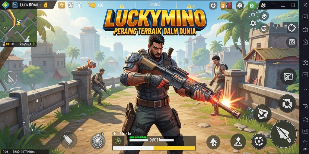 Tampilan gameplay seru dalam LUCKYMINO Battle Royale.