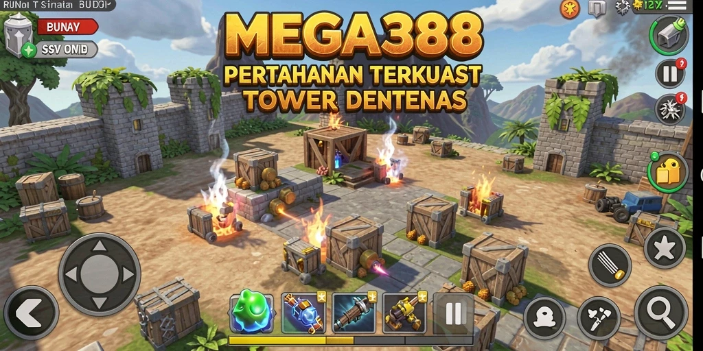 Tampilan menakjubkan dari gameplay MEGA388 Tower Defense.
