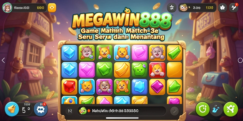 Gameplay seru MEGAWIN888 dengan permata berwarna-warni.