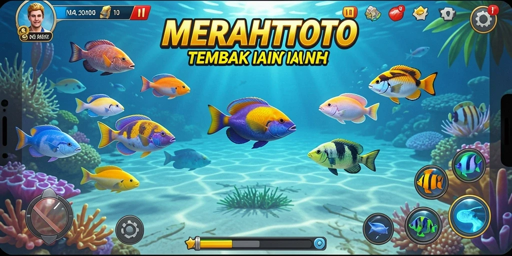 Tampilan gameplay <strong>MERAHTOTO</strong> saat menangkap ikan di lautan.
