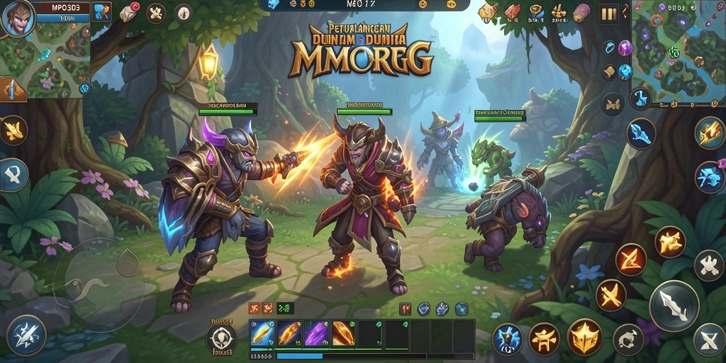 Tangkapan layar MPO303 menampilkan pertempuran epik di dunia MMORPG.