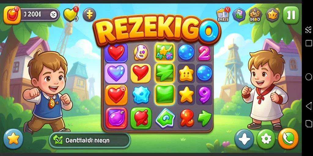 Tampilan gameplay seru dari REZEKIGO dengan level Match-3 yang menantang.