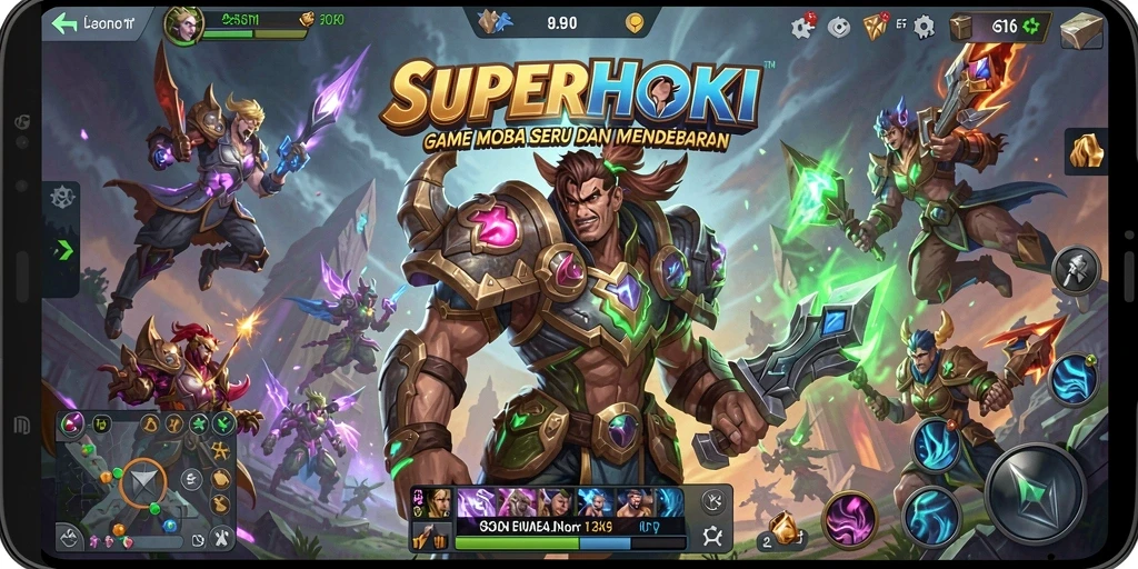 Tangkapan layar gameplay SUPERHOKI yang menampilkan aksi pertempuran yang intens.
