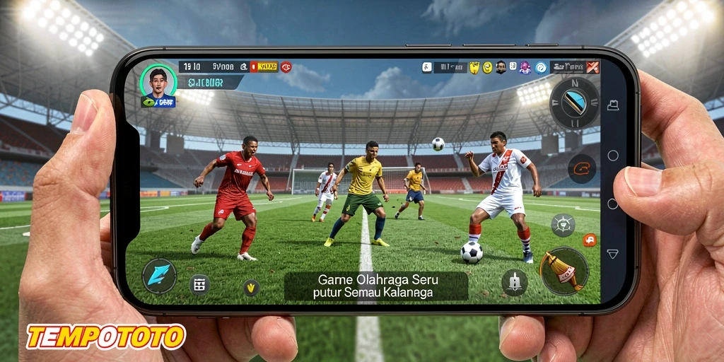 Tangkapan layar gameplay TEMPOTOTO menampilkan aksi seru olahraga.