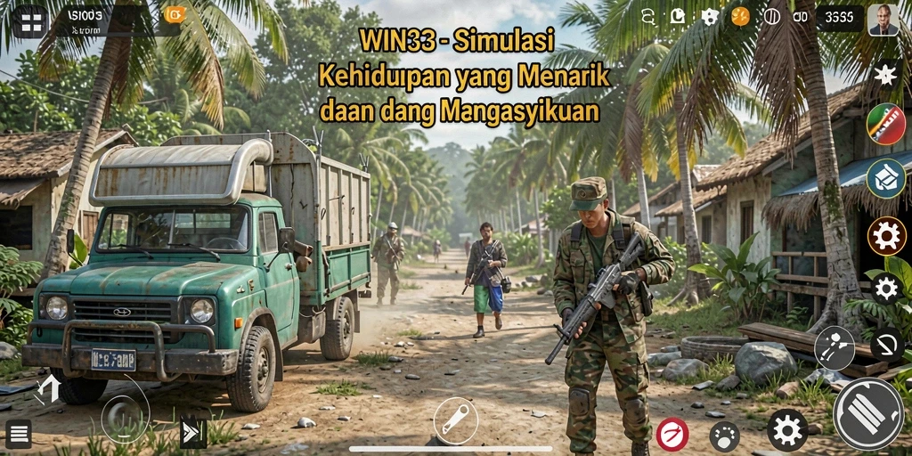 Screenshot gameplay WIN33 menampilkan suasana simulasi yang hidup.