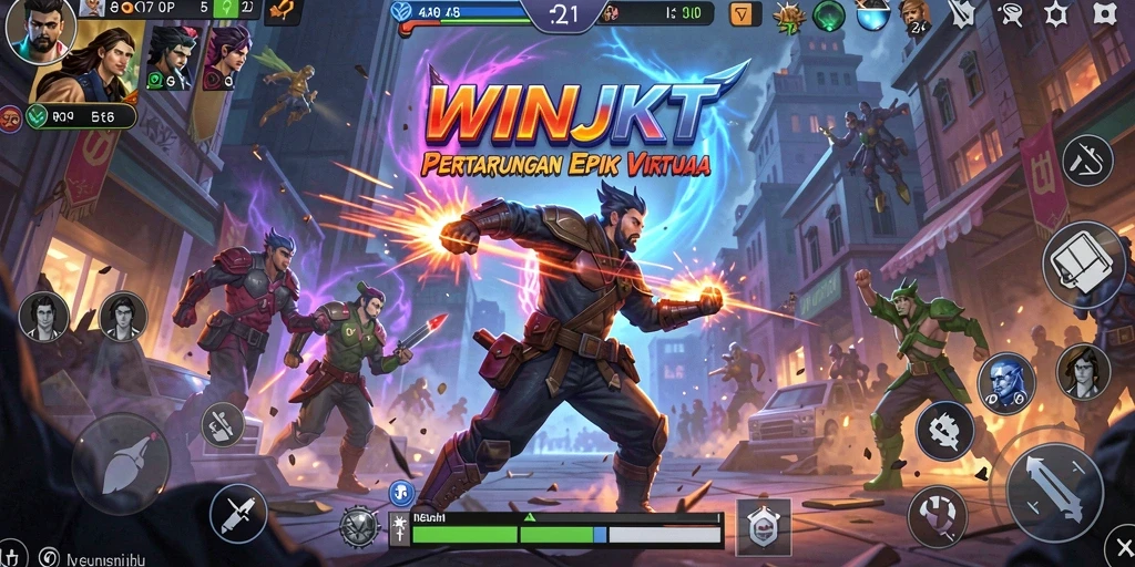 Tampilan gameplay seru dari WINJKT dengan aksi pertarungan yang mendebarkan.